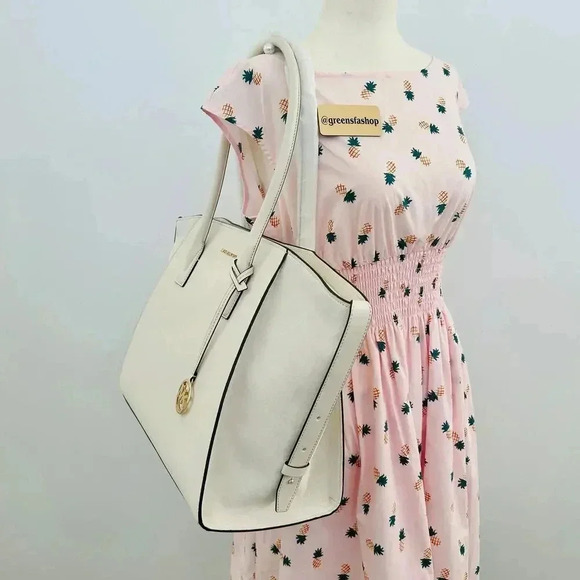 Michael Kors Purse MK Avril Extra-Large Leather and Suede Tote Bag LT Cream - Picture 11 of 11